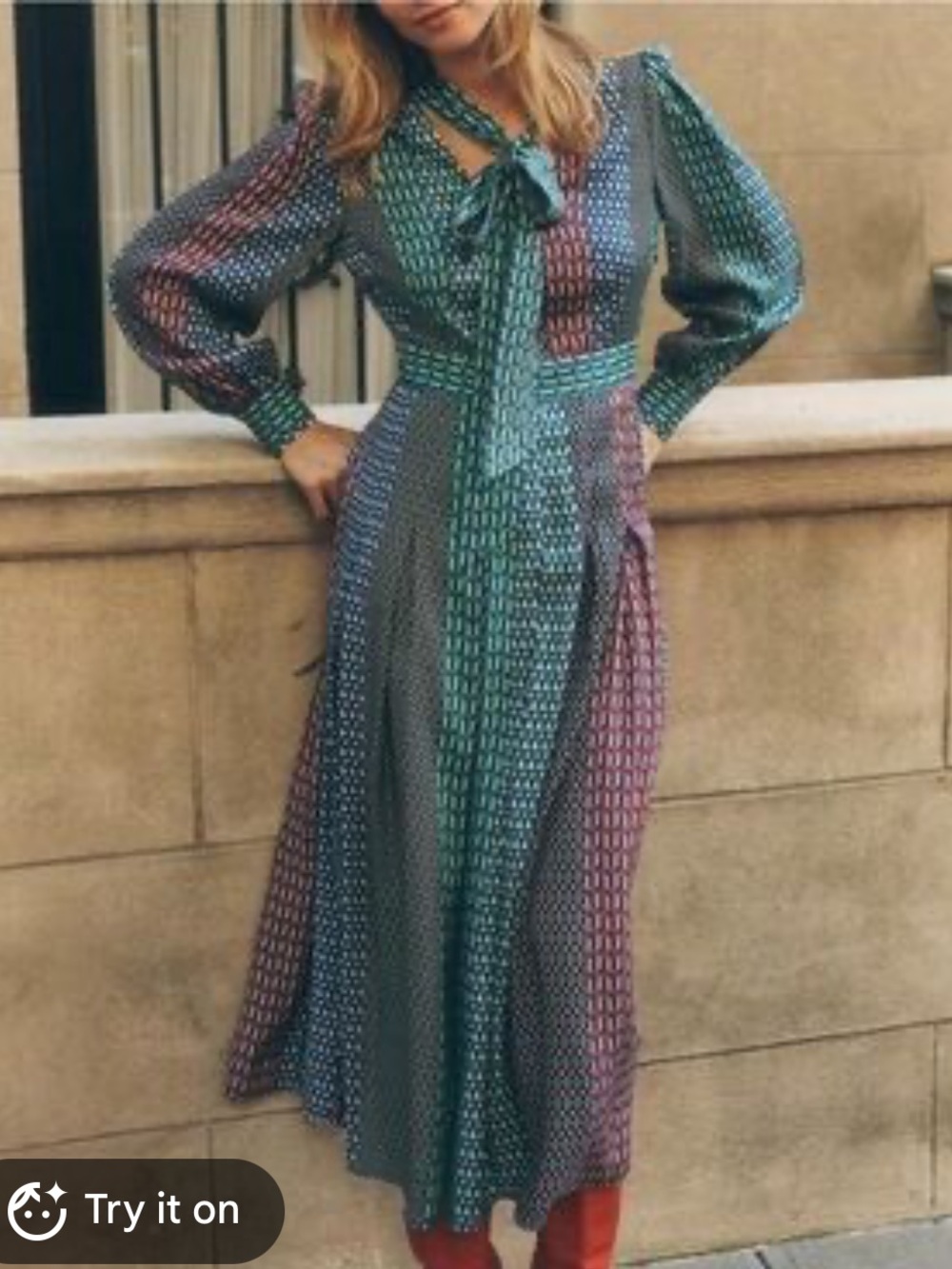 Boden patterned midi dress US 4